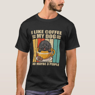 T-shirt J'Aime Le Café Et Peut-Être 3 Personnes Poodé Joue