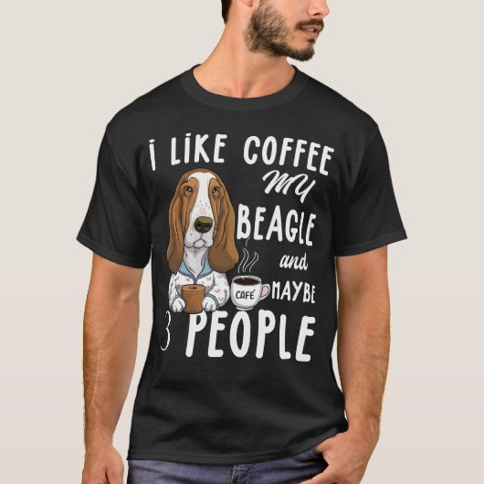 T-shirt J'Aime Le Café Mon Beagle Et Peut-Être 3 Beagles (Devant)