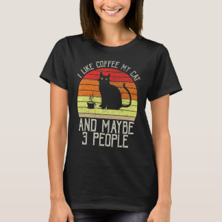 T-shirt J'Aime Le Café Mon Chat Et Peut-Être 3 Personnes