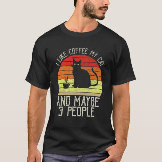 T-shirt J'Aime Le Café Mon Chat Et Peut-Être 3 Personnes