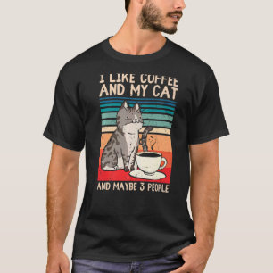 T-shirt J'Aime Le Café Mon Chat Et Peut-Être 3 Personnes C