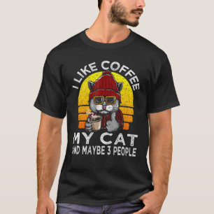 T-shirt J'Aime Le Café Mon Chat Et Peut-Être 3 Personnes R