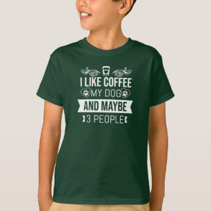 T-shirt J'Aime Le Café Mon Chien Et Peut-Être 3 Personnes