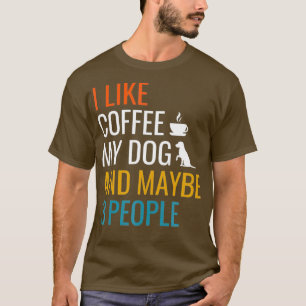 T-shirt J'Aime Le Café Mon Chien Peut-Être 3 Personnes V