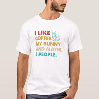 T-shirt J'aime le café mon lapin et peut-être 3 personnes