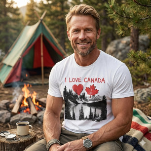 T-shirt J'aime le Canada. Cœur. Feuille d'érable canadienn