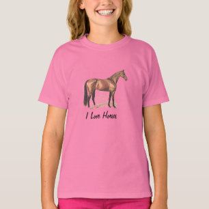 T-shirt J'AIME le cheval de pur sang de CHEVAUX
