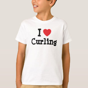 T-shirt J'aime le coeur de Curling personnalisé