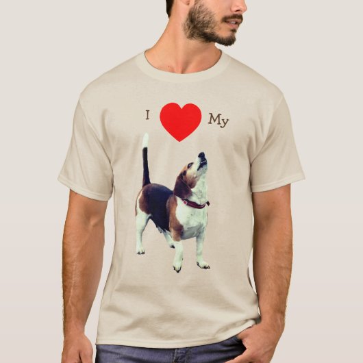 T-shirt J'aime le coeur mon chien Beagle (Devant)