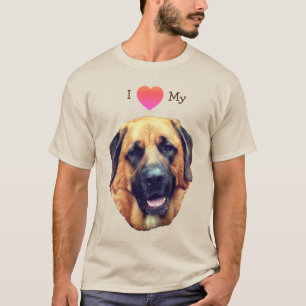 T-shirt J'Aime Le Coeur Mon Chien Mastiff 