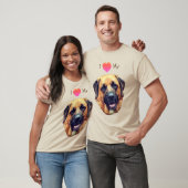 T-shirt J'Aime Le Coeur Mon Chien Mastiff (Unisexe)