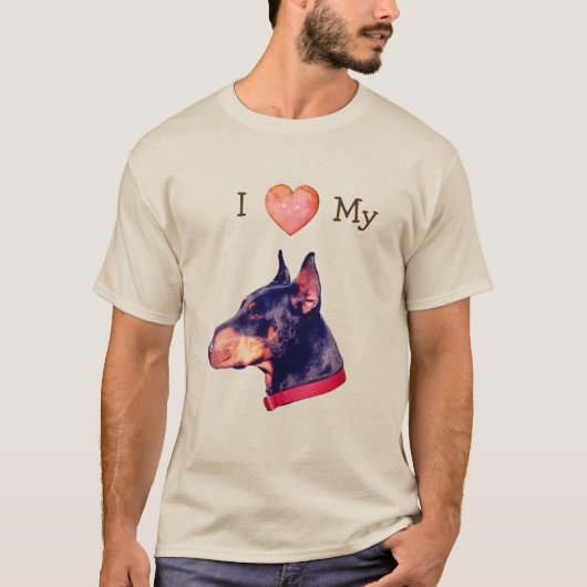 T-shirt J'Aime Le Coeur Mon Doberman (Devant)