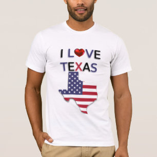 T-shirt J'Aime Le Coeur Rouge Du Texas Et Chemise Drapeau