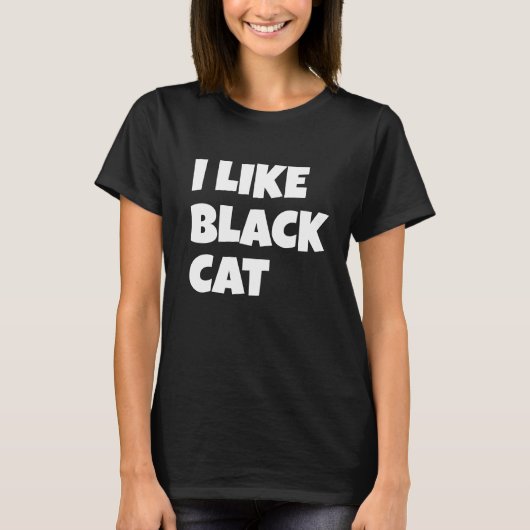 T-shirt J'Aime Le Design De Chat Noir (Devant)