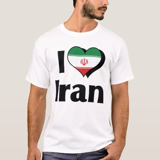 T-shirt J'aime le drapeau de l'Iran (Devant)