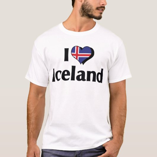 T-shirt J'aime le drapeau de l'Islande (Devant)