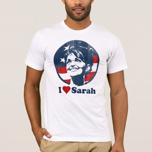 T-shirt J'aime le drapeau de Sarah (Devant)