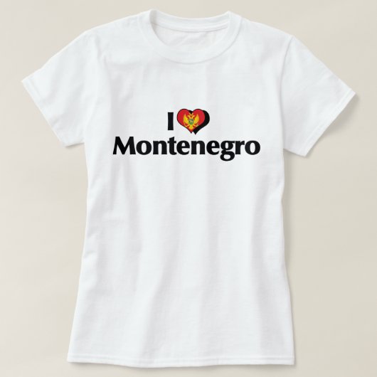 T-shirt J'aime le drapeau du Monténégro (Design devant)