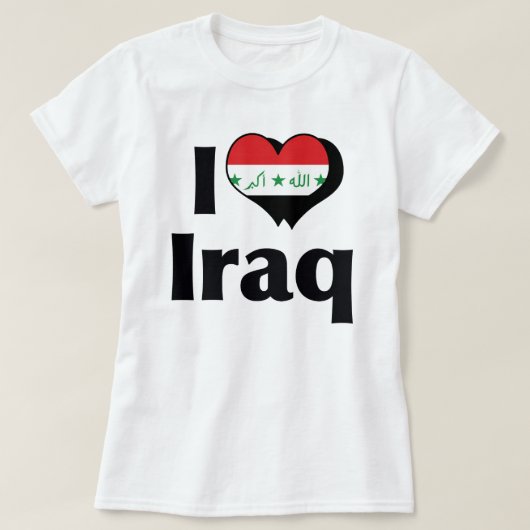 T-shirt J'aime le drapeau irakien (Design devant)