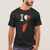 T-shirt J'aime le drapeau malgache en forme d'oreille (Devant)