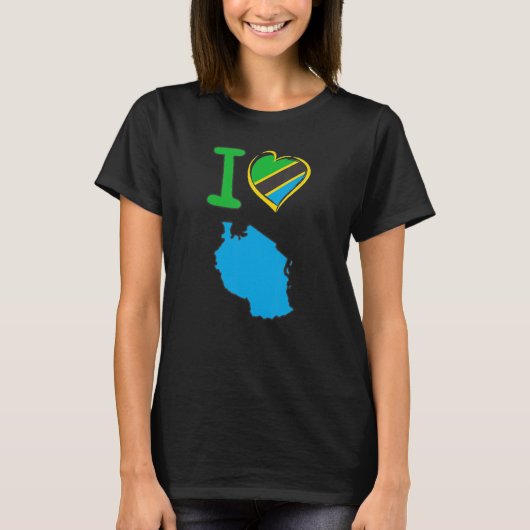 T-shirt J'aime le drapeau tanzanien en forme de h (Devant)