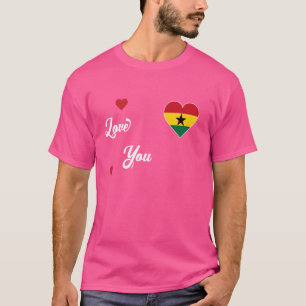 T-shirt J'aime le Ghana avec le drapeau ghanéen dans un co