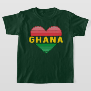 T-shirt J'aime le Ghana, le coeur ghanéen