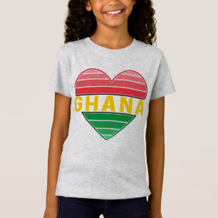 T-Shirt J'aime le Ghana, le coeur ghanéen