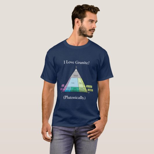 T-shirt J'aime le granit… Plutonically (foncé) (Devant entier)