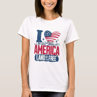 T-shirt J'aime le graphique du drapeau américain en détres