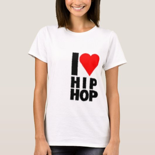 T-shirt J'aime le hip hop - coeur sur le coeur (Devant)