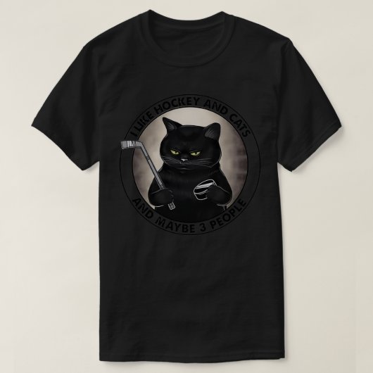 T-shirt J'Aime Le Hockey Et Les Chats Et Peut-Être 3 Perso (Design devant)
