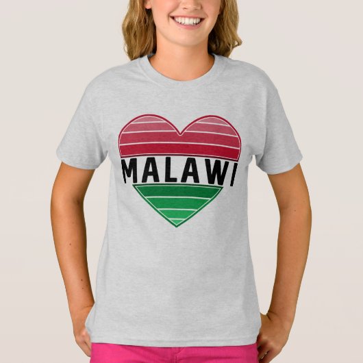 T-shirt J'aime le Malawi, le coeur du Malawi (Devant)