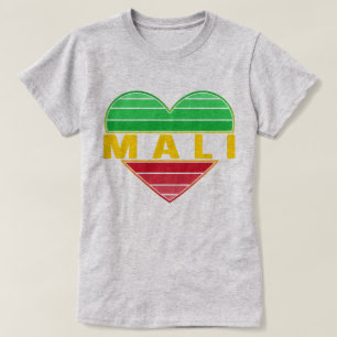 T-shirt J'aime le Mali, coeur malien