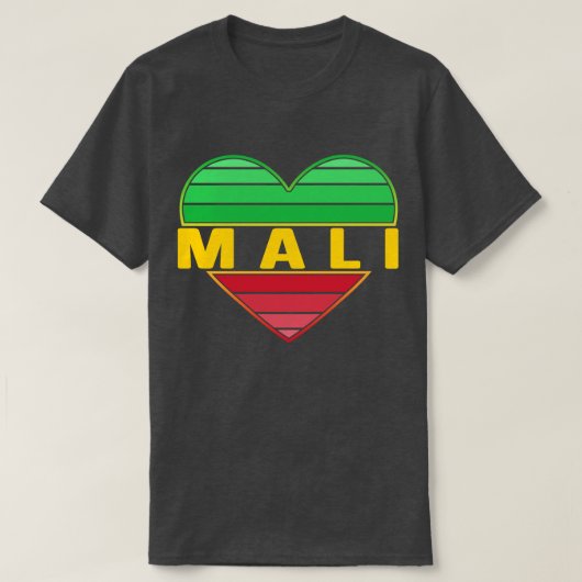 T-shirt J'aime le Mali, coeur malien (Design devant)