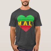 T-shirt J'aime le Mali, coeur malien (Devant)