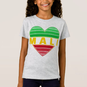 T-Shirt J'aime le Mali, coeur malien