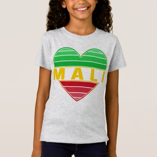 T-Shirt J'aime le Mali, coeur malien (Devant)