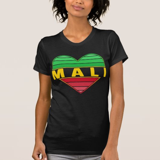T-shirt J'aime le Mali, coeur malien (Devant)