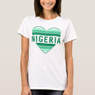 T-shirt J'aime le Nigeria, le coeur nigérian