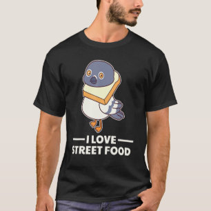 T-shirt J'Aime Le Pigeon Rue Avec Du Pain De Toast