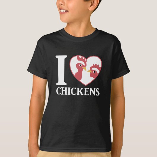 T-shirt J'Aime Le Poulet Et Le Coq Dans Mon Coeur (Devant)