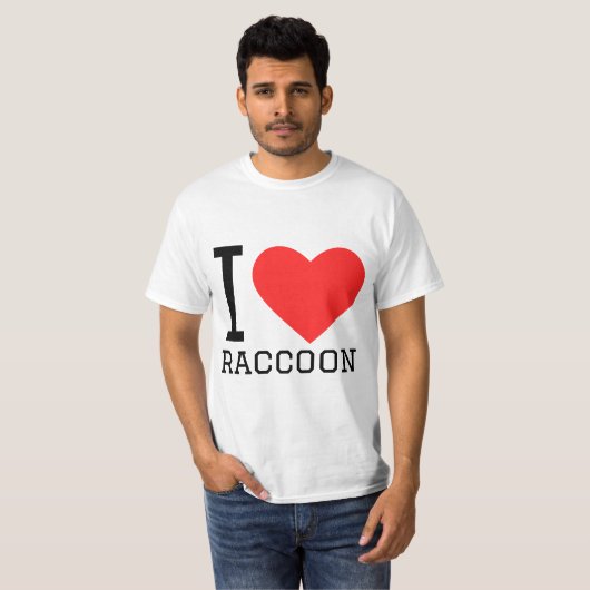 T-shirt J'aime le raccoon (Devant entier)