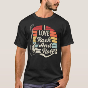 T-shirt J'aime le Rock And Roll Guitare Électrique Rétro
