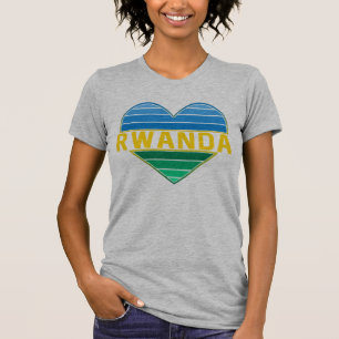 T-shirt J'aime le Rwanda, le coeur rwandais rwandais