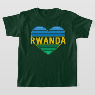T-shirt J'aime le Rwanda, le coeur rwandais rwandais