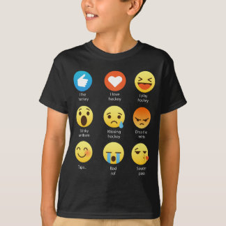 T-shirt J'aime le Social d'émoticône d'hockey (emoji) (la