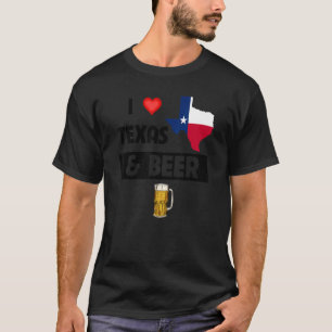 T-shirt J'Aime Le Texas Et La Boue De Verre De Bière Boire