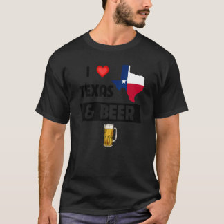 T-shirt J'Aime Le Texas Et La Boue De Verre De Bière Boire