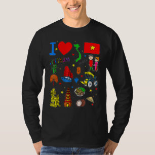 T-shirt J'aime le Vietnam Lieux emblématiques vietnamiens